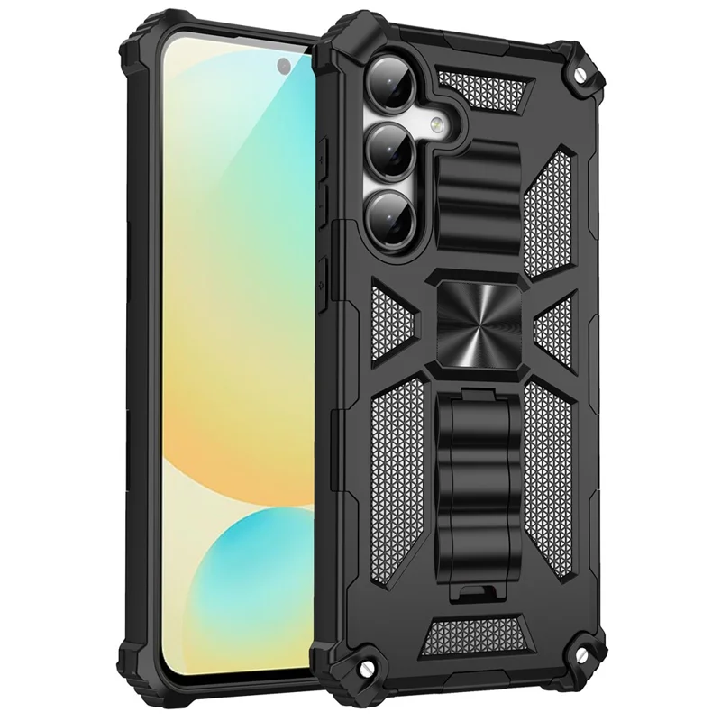 For Samsung Galaxy A57 5G Phone Case Kickstand Drop Protection PC + TPU Back Cover - Black