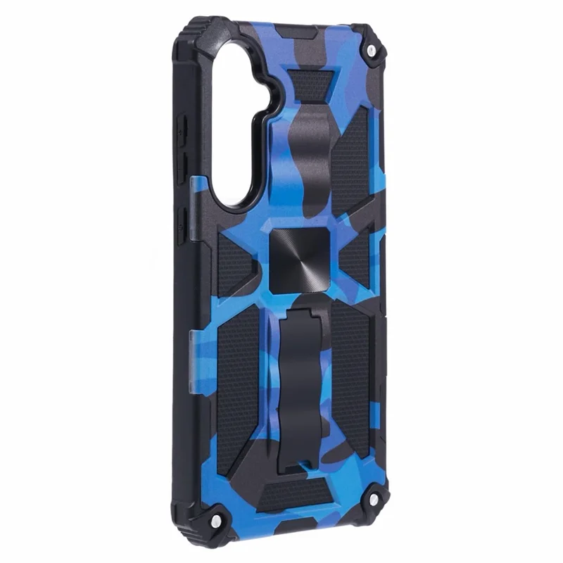 For Samsung Galaxy S26+ Case Kickstand PC+TPU Camouflage Military Grade Phone Cover - Camouflage Blue