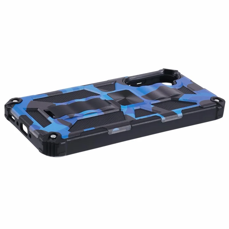 For Samsung Galaxy S26 Case Kickstand PC+TPU Camouflage Military Grade Phone Cover - Camouflage Blue