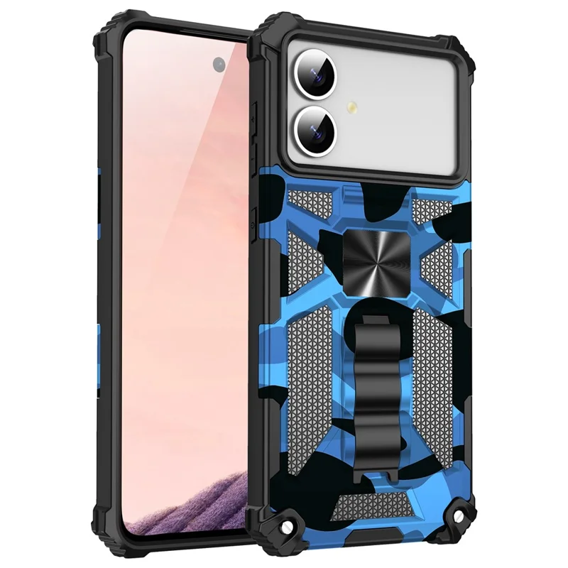 For Samsung Galaxy S26 Edge Case Kickstand PC+TPU Camouflage Military Grade Phone Cover - Camouflage Blue