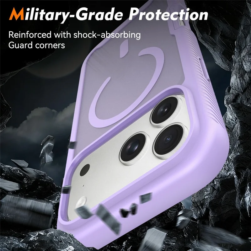For iPhone 17 Pro Magnetic Phone Case Detachable 2 in 1 Translucent Matte PC TPU Back Cover Compatible with MagSafe - Purple