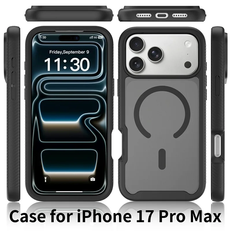 For iPhone 17 Pro Magnetic Phone Case Detachable 2 in 1 Translucent Matte PC TPU Back Cover Compatible with MagSafe - Purple