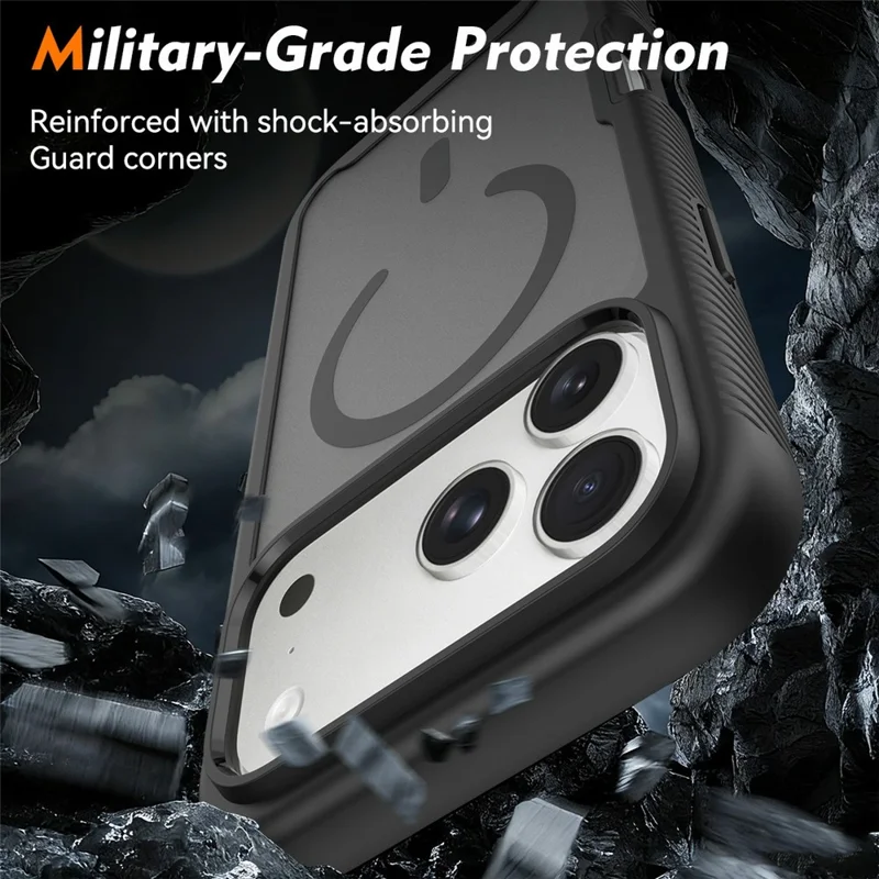 For iPhone 17 Pro Max Magnetic Phone Case Detachable 2 in 1 Translucent Matte PC TPU Back Cover Compatible with MagSafe - Black