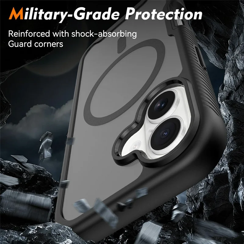 For iPhone 17 Magnetic Phone Case Detachable 2 in 1 Translucent Matte PC TPU Back Cover Compatible with MagSafe - Black