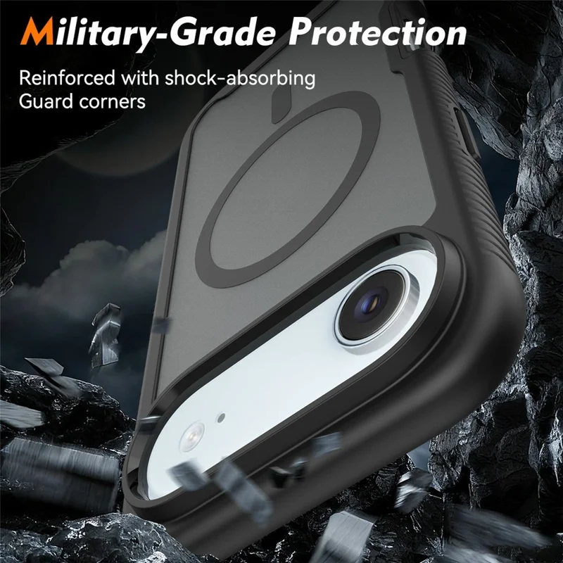 For iPhone Air Magnetic Phone Case Detachable 2 in 1 Translucent Matte PC TPU Back Cover Compatible with MagSafe - Black