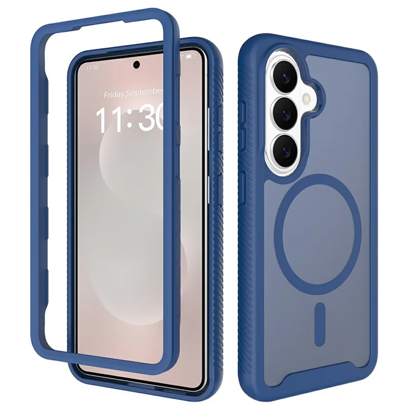 For Samsung Galaxy S26 Magnetic Phone Case Detachable 2 in 1 Translucent Matte PC TPU Back Cover - Blue