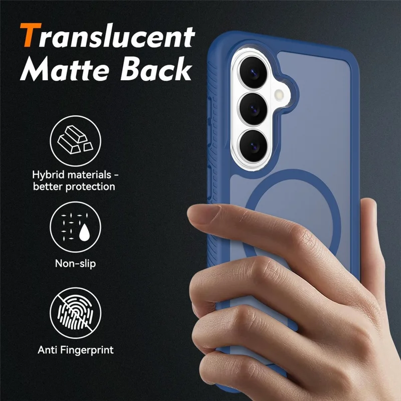 For Samsung Galaxy S26 Magnetic Phone Case Detachable 2 in 1 Translucent Matte PC TPU Back Cover - Blue