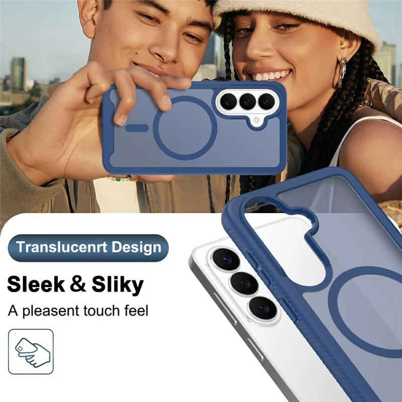 For Samsung Galaxy S26 Magnetic Phone Case Detachable 2 in 1 Translucent Matte PC TPU Back Cover - Blue