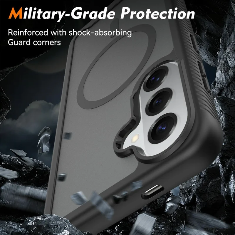 For Samsung Galaxy S26+ Magnetic Phone Case Detachable 2 in 1 Translucent Matte PC TPU Back Cover - Black