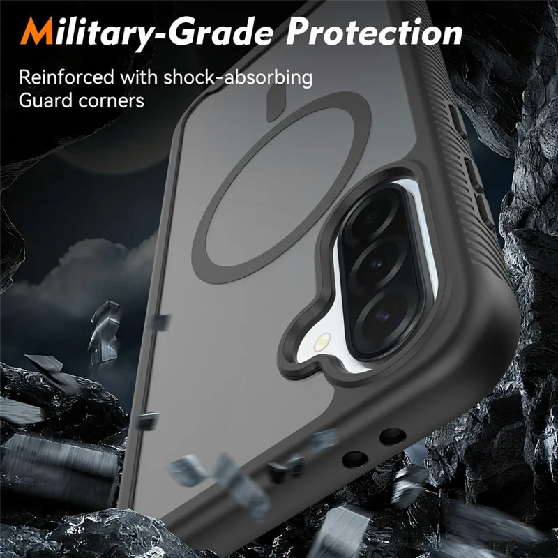 For Samsung Galaxy A37 5G Magnetic Phone Case Detachable 2 in 1 Translucent Matte PC TPU Back Cover - Black