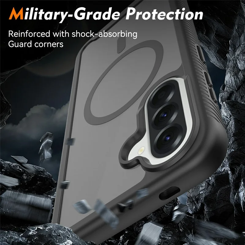 For Samsung Galaxy A57 5G Magnetic Phone Case Detachable 2 in 1 Translucent Matte PC TPU Back Cover - Black