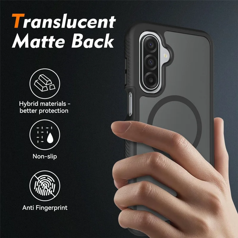 Magnetic Phone Case For Samsung Galaxy A17 4G  /  A17 5G Detachable 2 in 1 Translucent Matte PC TPU Back Cover - Black