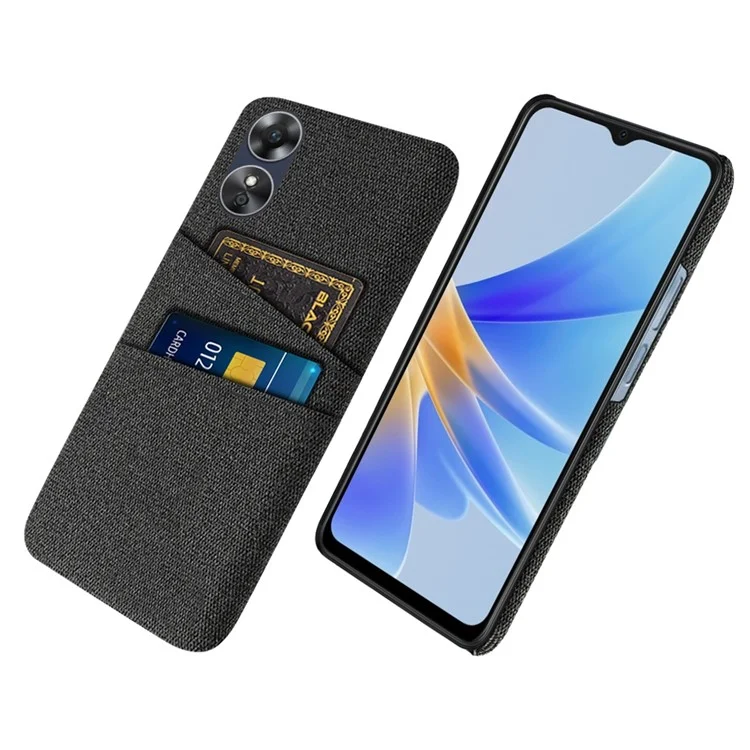 Telefonkoffer Für Oppo A17 4G, Praktische Dual-karten-steckplätze Anti-kratzer-stoffbeschichtung Hard Pc-schutzabdeckung - Schwarz