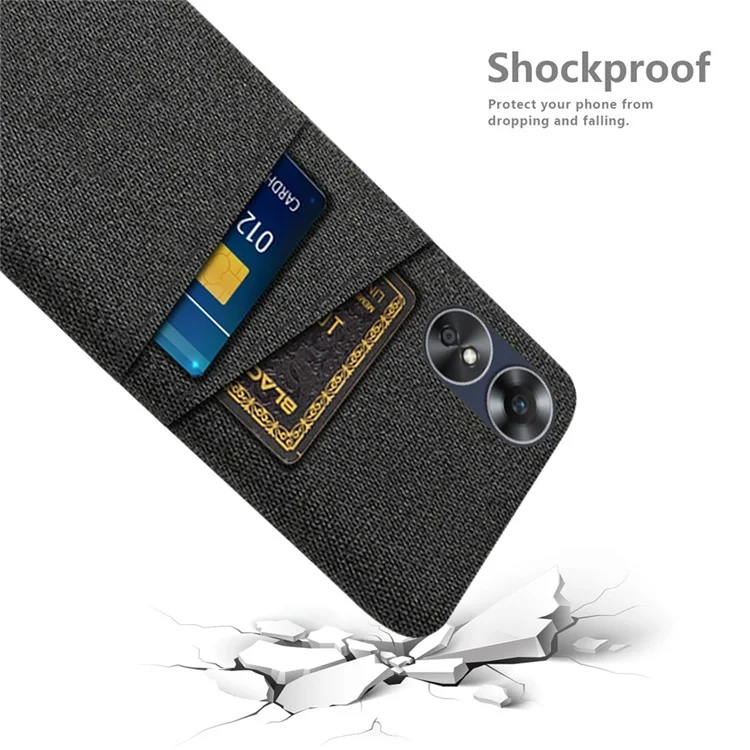 Telefonkoffer Für Oppo A17 4G, Praktische Dual-karten-steckplätze Anti-kratzer-stoffbeschichtung Hard Pc-schutzabdeckung - Schwarz