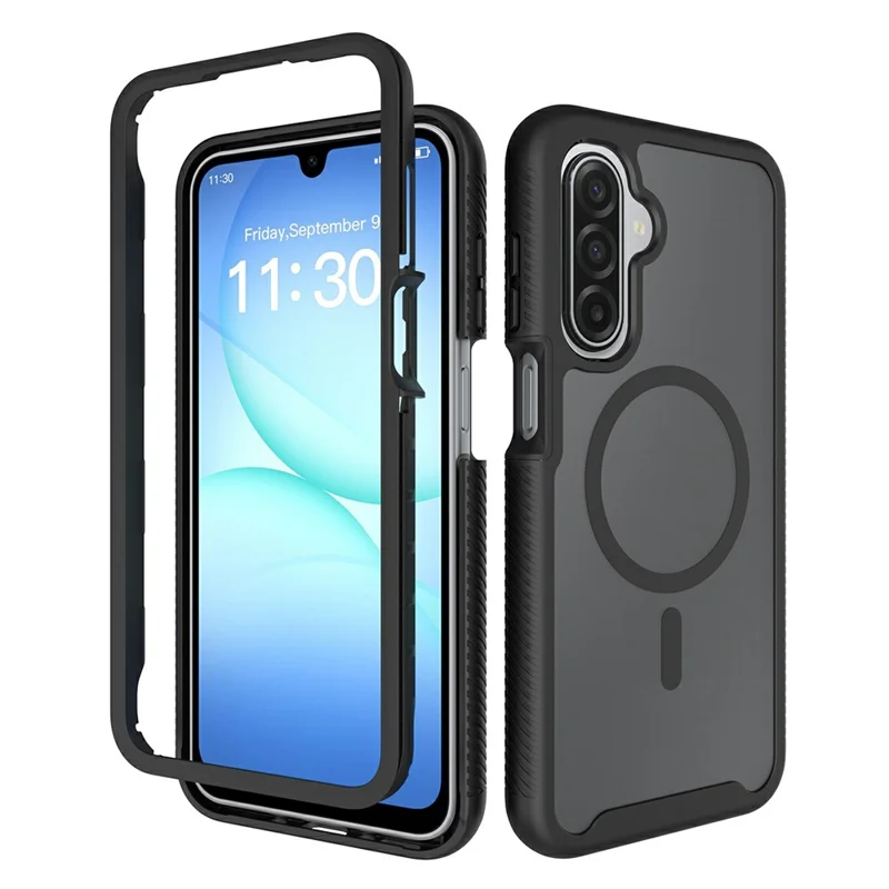 Magnetic Phone Case For Samsung Galaxy A26 5G  /  A16 5G  /  A16 4G Detachable 2 in 1 Translucent Matte PC TPU Back Cover - Black