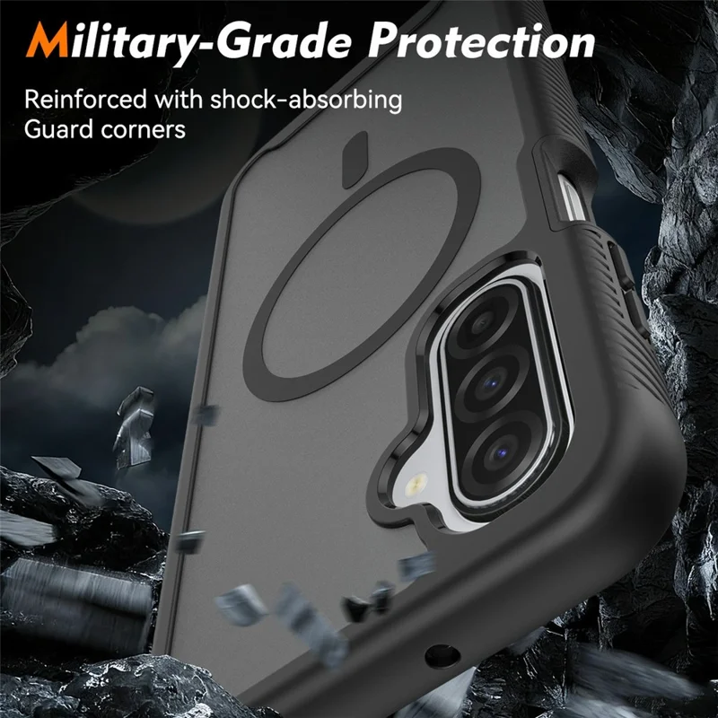 Magnetic Phone Case For Samsung Galaxy A26 5G  /  A16 5G  /  A16 4G Detachable 2 in 1 Translucent Matte PC TPU Back Cover - Black