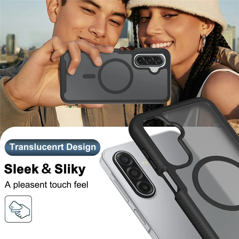 Magnetic Phone Case For Samsung Galaxy A26 5G  /  A16 5G  /  A16 4G Detachable 2 in 1 Translucent Matte PC TPU Back Cover - Black