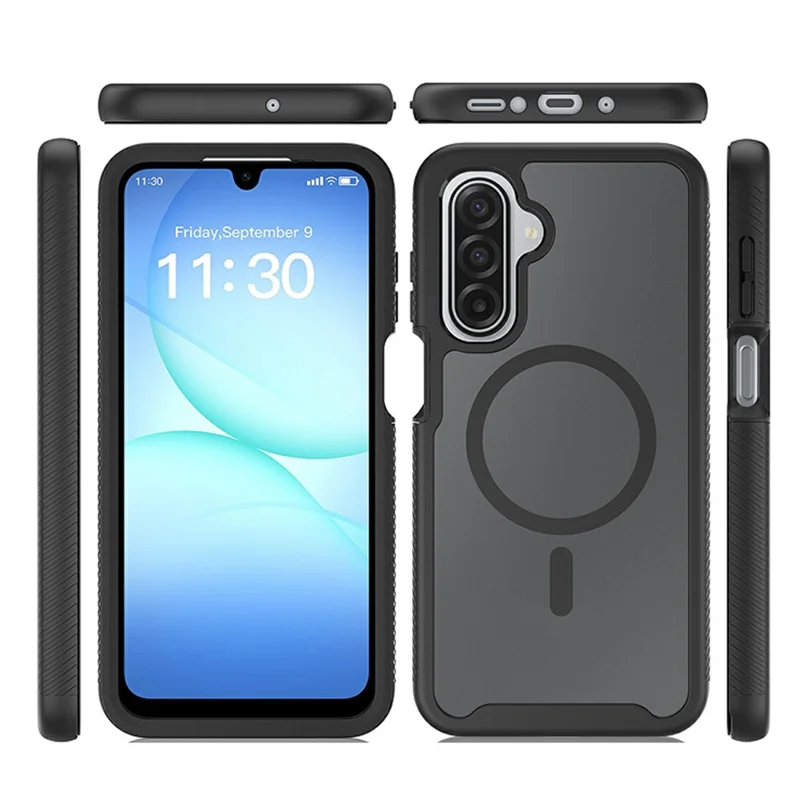 Magnetic Phone Case For Samsung Galaxy A26 5G  /  A16 5G  /  A16 4G Detachable 2 in 1 Translucent Matte PC TPU Back Cover - Black