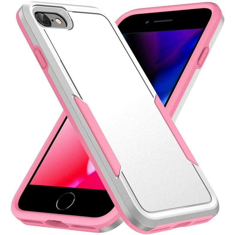 For iPhone 16e Case PC + TPU Military Grade Drop Protective Phone Cover - White + Pink
