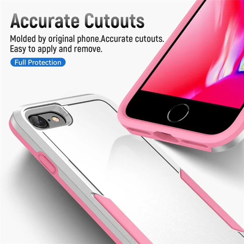 For iPhone 16e Case PC + TPU Military Grade Drop Protective Phone Cover - White + Pink