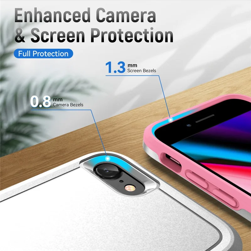 For iPhone 16e Case PC + TPU Military Grade Drop Protective Phone Cover - White + Pink