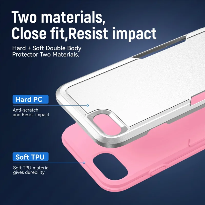 For iPhone 16e Case PC + TPU Military Grade Drop Protective Phone Cover - White + Pink