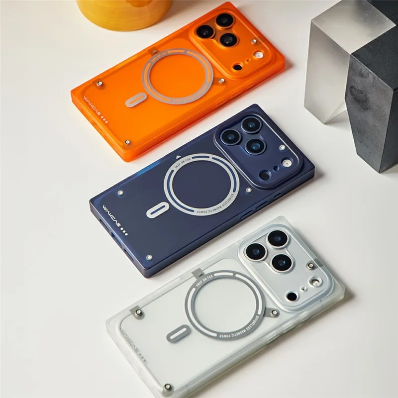 WAKCAS For iPhone 17 Pro Max Magnetic Phone Case Screw-style Matte TPU Cover Compatible with MagSafe - Orange
