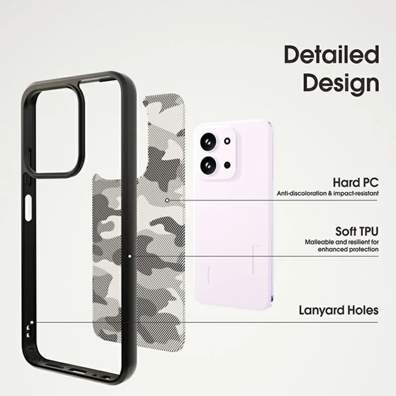 IBMRS For Xiaomi 15T Pro Case Soft TPU Frame Hard PC Back Anti-Fall Phone Cover - Artistic Camouflage
