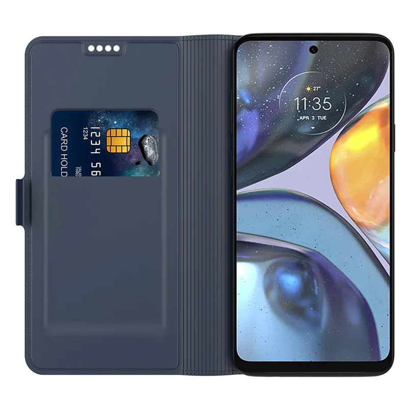 For Motorola Signature 5G / Moto X70 Air Pro 5G Case Shockproof TPU Inner Shell Leather Phone Cover Card Slot - Blue
