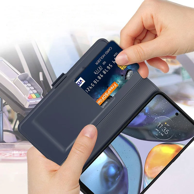 For Motorola Signature 5G / Moto X70 Air Pro 5G Case Shockproof TPU Inner Shell Leather Phone Cover Card Slot - Blue