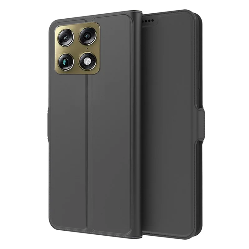 For Motorola moto X70 Air Pro Case Shockproof TPU Inner Shell Leather Phone Cover Card Slot - Black