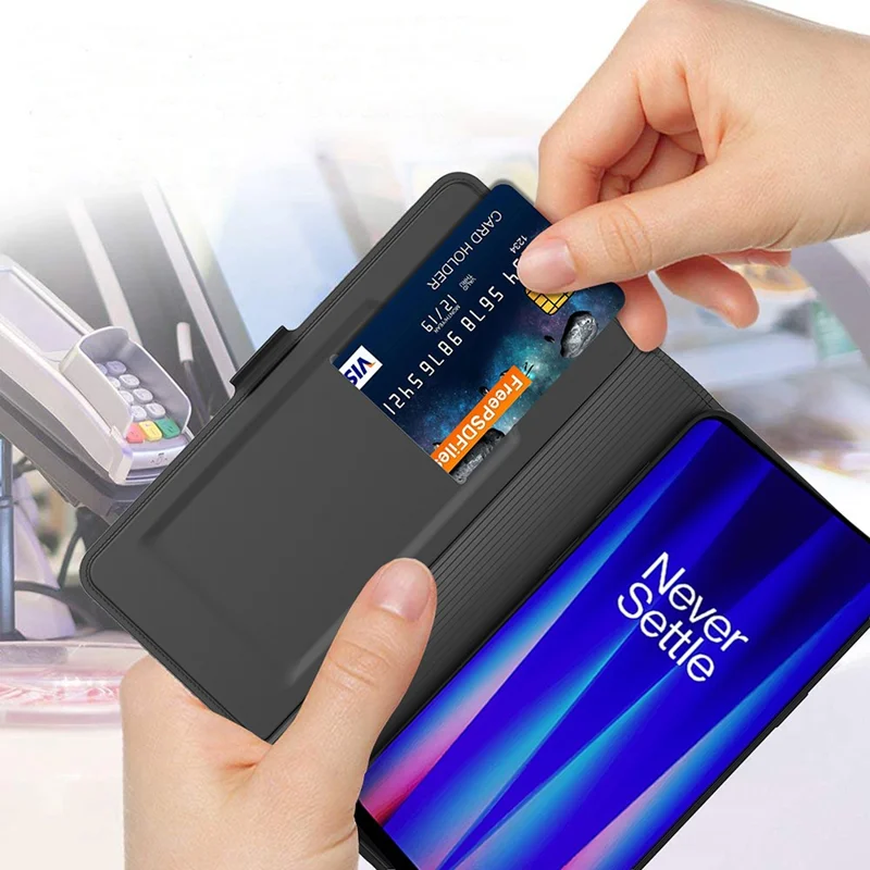 For OnePlus Turbo 6V 5G Case Shockproof TPU Inner Shell Leather Phone Cover Card Slot - Black