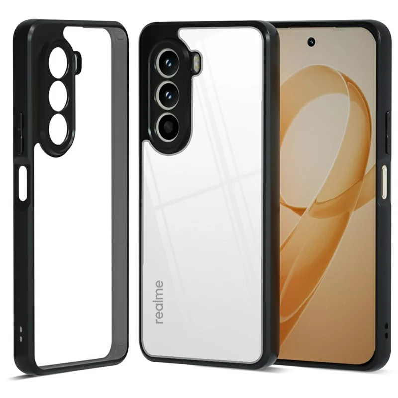 IBMRS For Realme P4x 5G Case Soft TPU Frame Hard PC Back Anti-Fall Phone Cover - Transparent Black