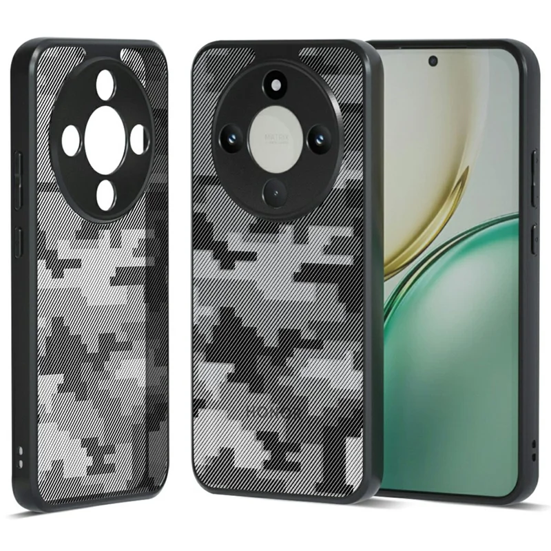 IBMRS Phone Case For Honor Magic8 Lite 5G  /  X9d 5G  /  X70 5G Soft TPU Frame Hard PC Back Anti-Fall Phone Cover - Grid Camouflage