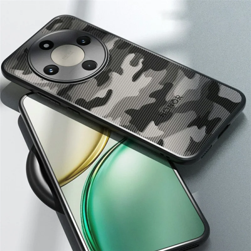 IBMRS Phone Case For Honor Magic8 Lite 5G  /  X9d 5G  /  X70 5G Soft TPU Frame Hard PC Back Anti-Fall Phone Cover - Grid Camouflage
