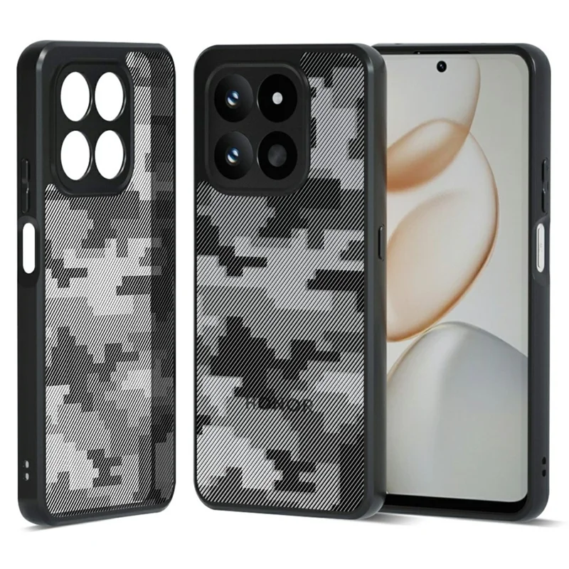 IBMRS Phone Case For Honor 400 Smart 4G  /  5G  /  X7d 4G  /  5G Soft TPU Frame Hard PC Back Anti-Fall Phone Cover - Grid Camouflage
