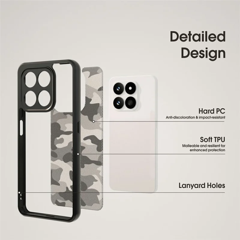 IBMRS Phone Case For Honor 400 Smart 4G  /  5G  /  X7d 4G  /  5G Soft TPU Frame Hard PC Back Anti-Fall Phone Cover - Grid Camouflage