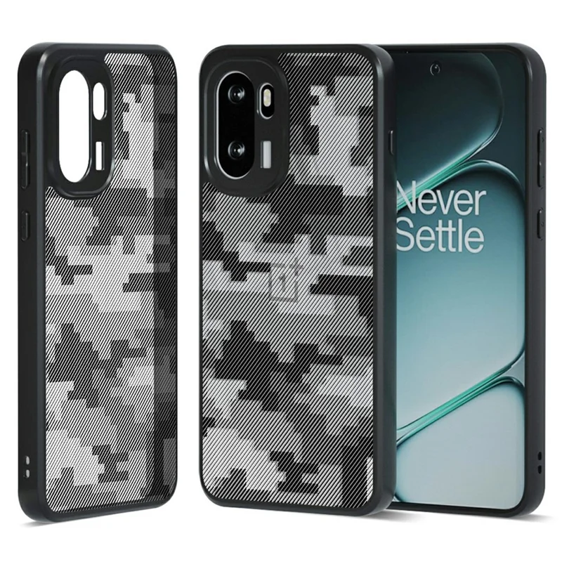 IBMRS Phone Case For OnePlus 15R 5G  /  Ace 6 5G Soft TPU Frame Hard PC Back Anti-Fall Phone Cover - Grid Camouflage