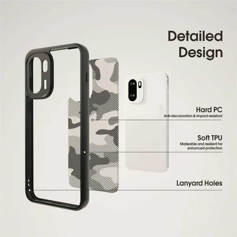 IBMRS Phone Case For OnePlus 15R 5G  /  Ace 6 5G Soft TPU Frame Hard PC Back Anti-Fall Phone Cover - Grid Camouflage