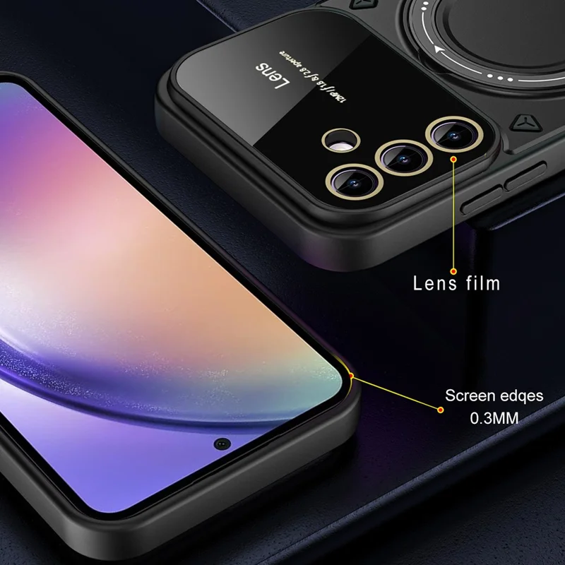 For Samsung Galaxy A57 5G Case Rotating Magnetic Kickstand PC + TPU Phone Cover - Green