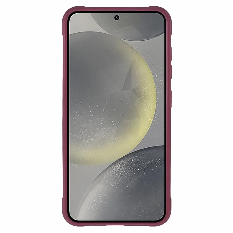 For Samsung Galaxy S26+ Phone Case PC + TPU Clear Back Cover with Lens Cover Kickstand - Wine Red