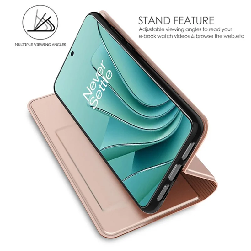 For OnePlus Turbo 6 5G Case PU Leather Phone Cover with Card Holder Stand - Rose Gold