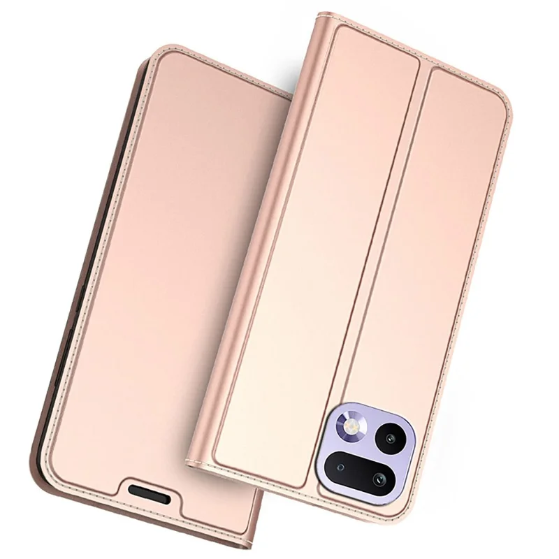 For Realme 16 Pro 5G Case PU Leather Phone Cover with Card Holder Stand - Rose Gold