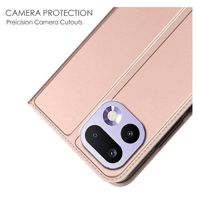 For Realme 16 Pro 5G Case PU Leather Phone Cover with Card Holder Stand - Rose Gold