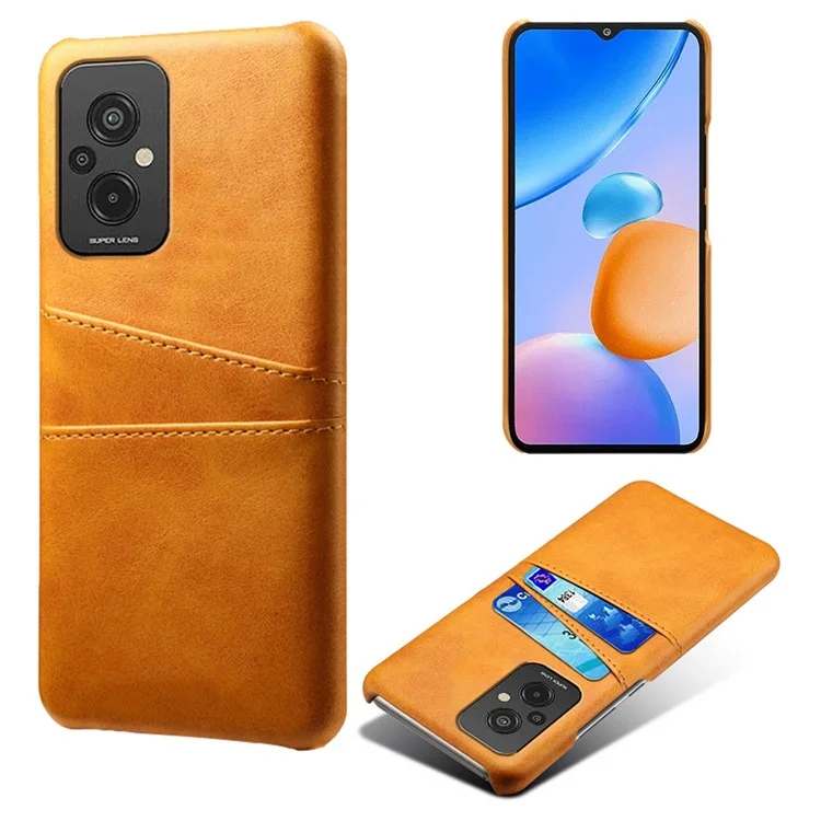 Couverture de Téléphone Portable à L'épreuve Des Drop-drop Pour Xiaomi Redmi 11 Prime 4G Double Carte PU Cuir Revêtu de Téléphone PC Téléphone - Orange