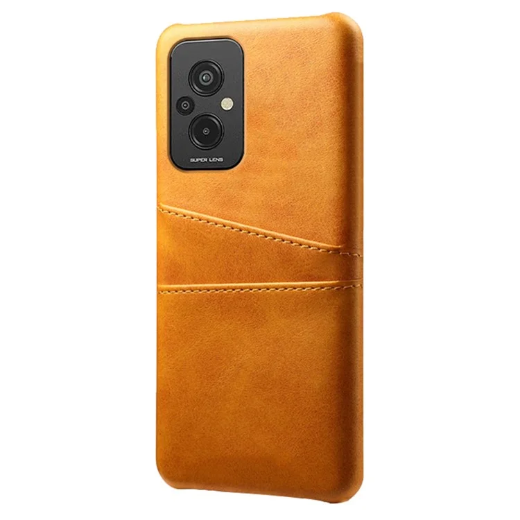Couverture de Téléphone Portable à L'épreuve Des Drop-drop Pour Xiaomi Redmi 11 Prime 4G Double Carte PU Cuir Revêtu de Téléphone PC Téléphone - Orange