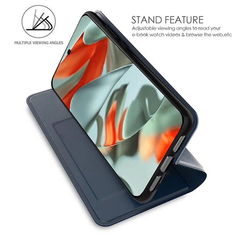 For Google Pixel 10a Case PU Leather Phone Cover with Card Holder Stand - Blue