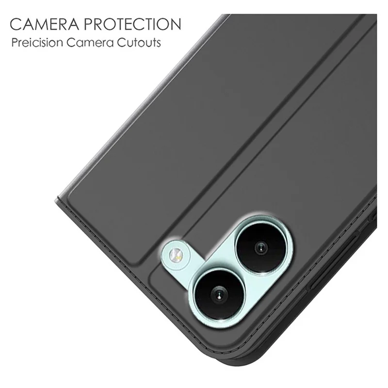 For Xiaomi Redmi Turbo 5 5G Case PU Leather Phone Cover with Card Holder Stand - Black