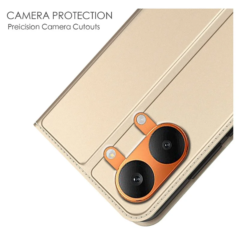 For Xiaomi Redmi Turbo 5 Max 5G Case PU Leather Phone Cover with Card Holder Stand - Gold
