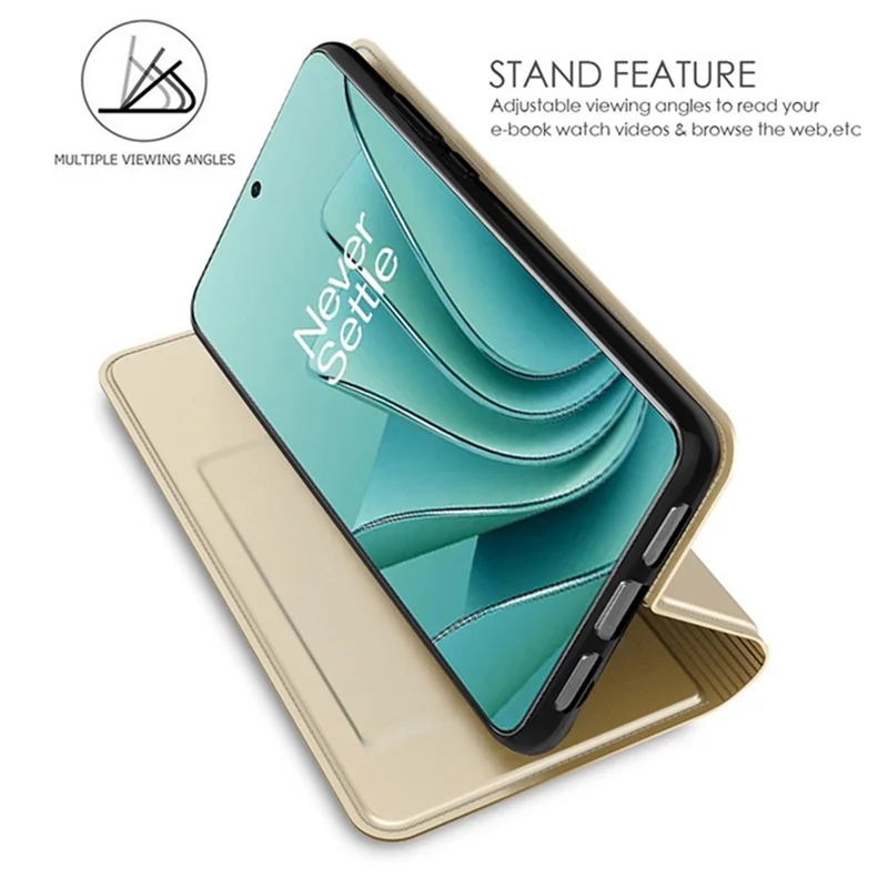 For OnePlus 15R 5G Case PU Leather Phone Cover with Card Holder Stand - Gold